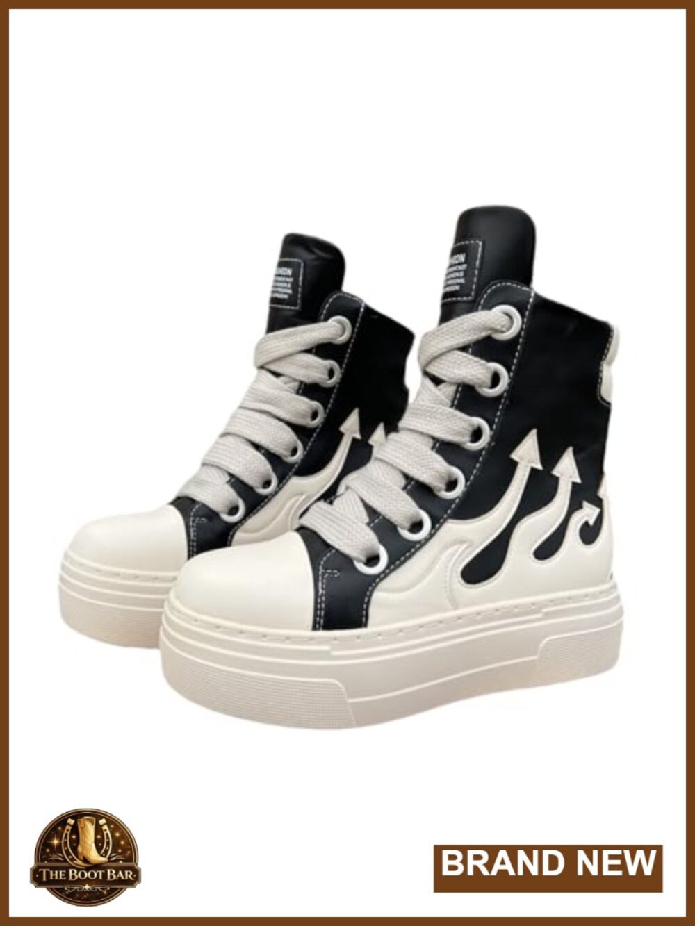 Unisex Platform Chunky High Top Sneakers PU Leather Thick Sole